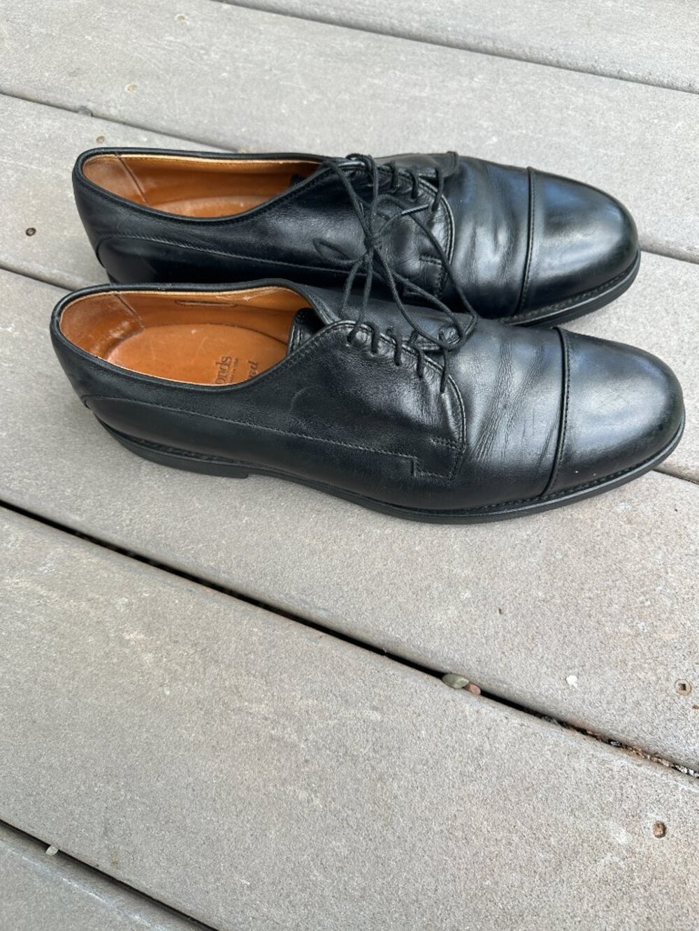Allen Edmonds Bergland Cap Toe Oxfords Black Leather Dress Shoes 11 B rubber sol